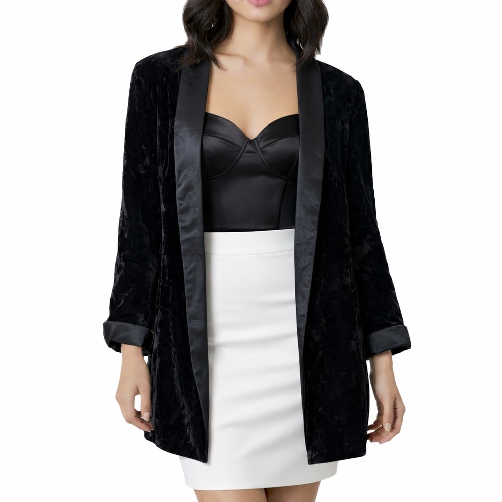 Velvet Satin Long Lined Jacket